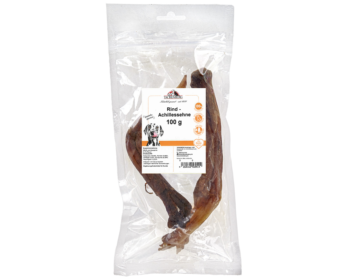Achillessehne Rind flach getrocknet für Hunde - 500 g - Premiumqualität von Tackenberg*