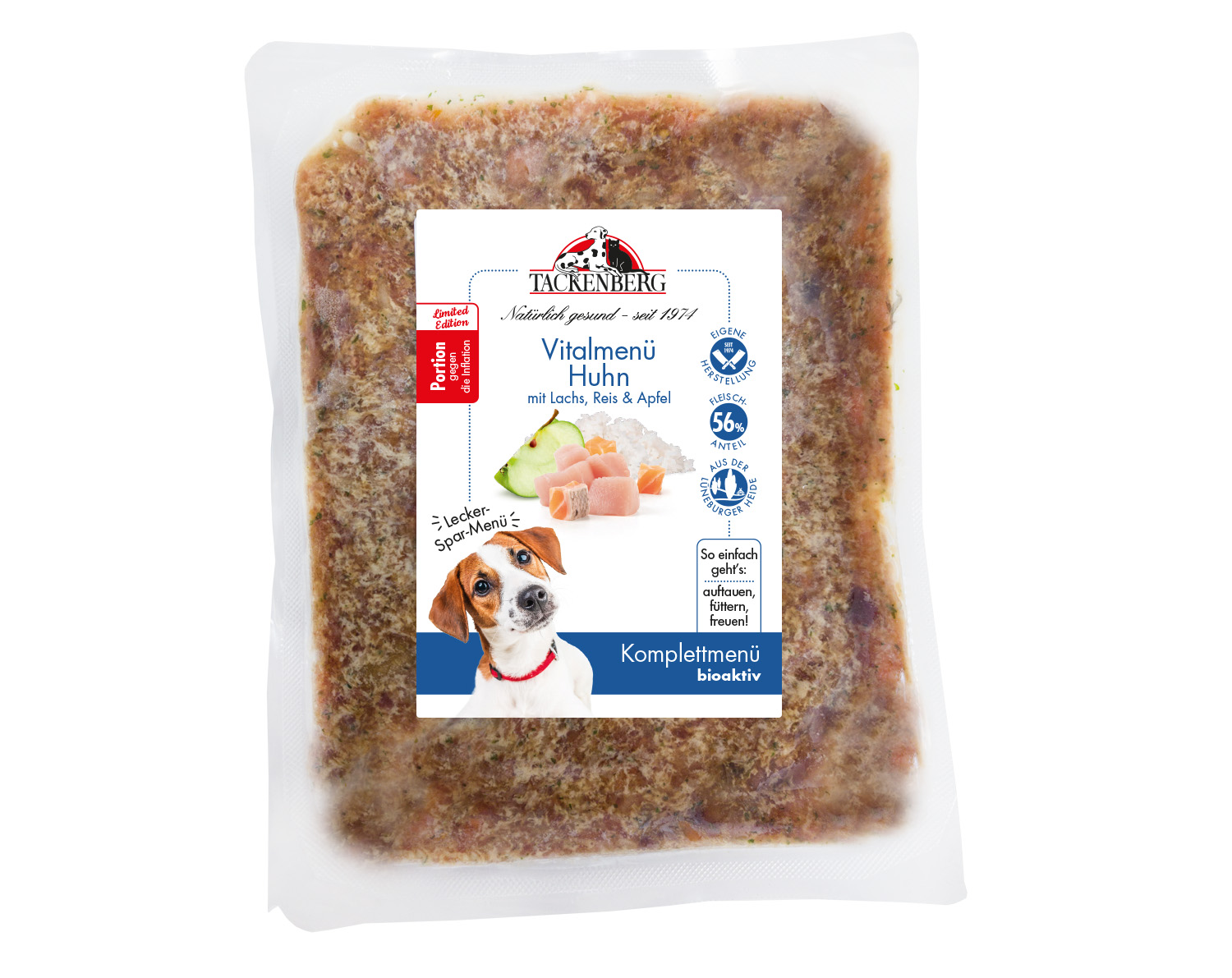 BARF-Vitalmenü für Hunde vom Huhn mit Lachs | Online bei Tackenberg - 14 x 500 g - Premiumqualität von Tackenberg*