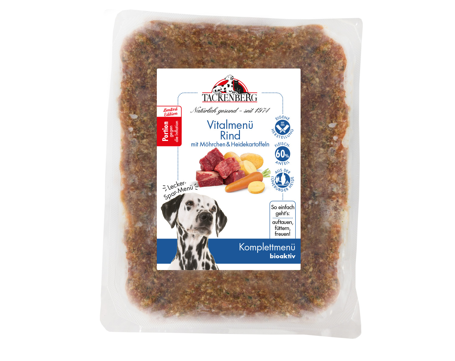 BARF-Vitalmenü für Hunde vom Rind | Online bei Tackenberg - 200 g - Premiumqualität von Tackenberg*