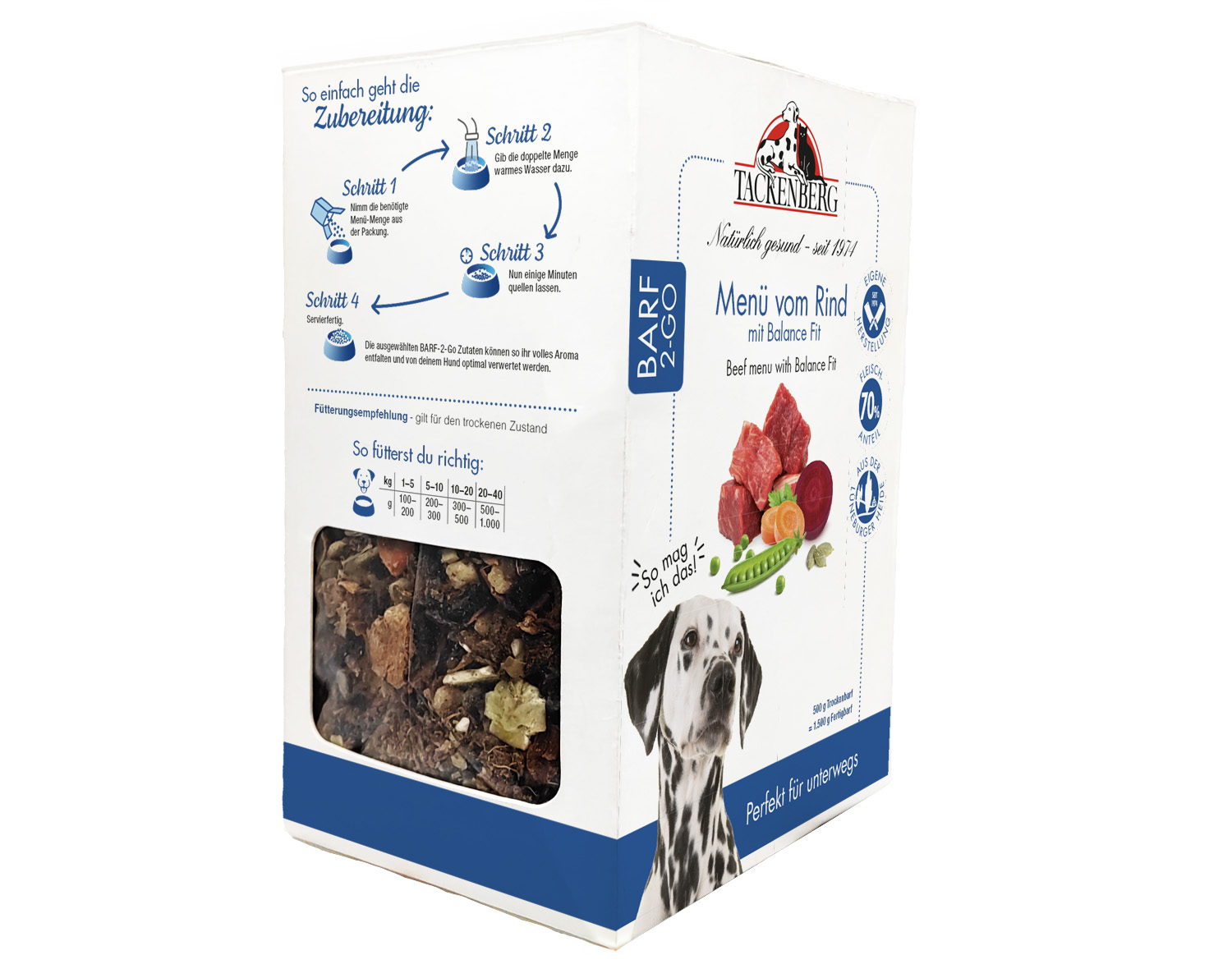 BARF to Go Menü Rind & Balance Fit für Hunde - 500g - Premiumqualität von Tackenberg*