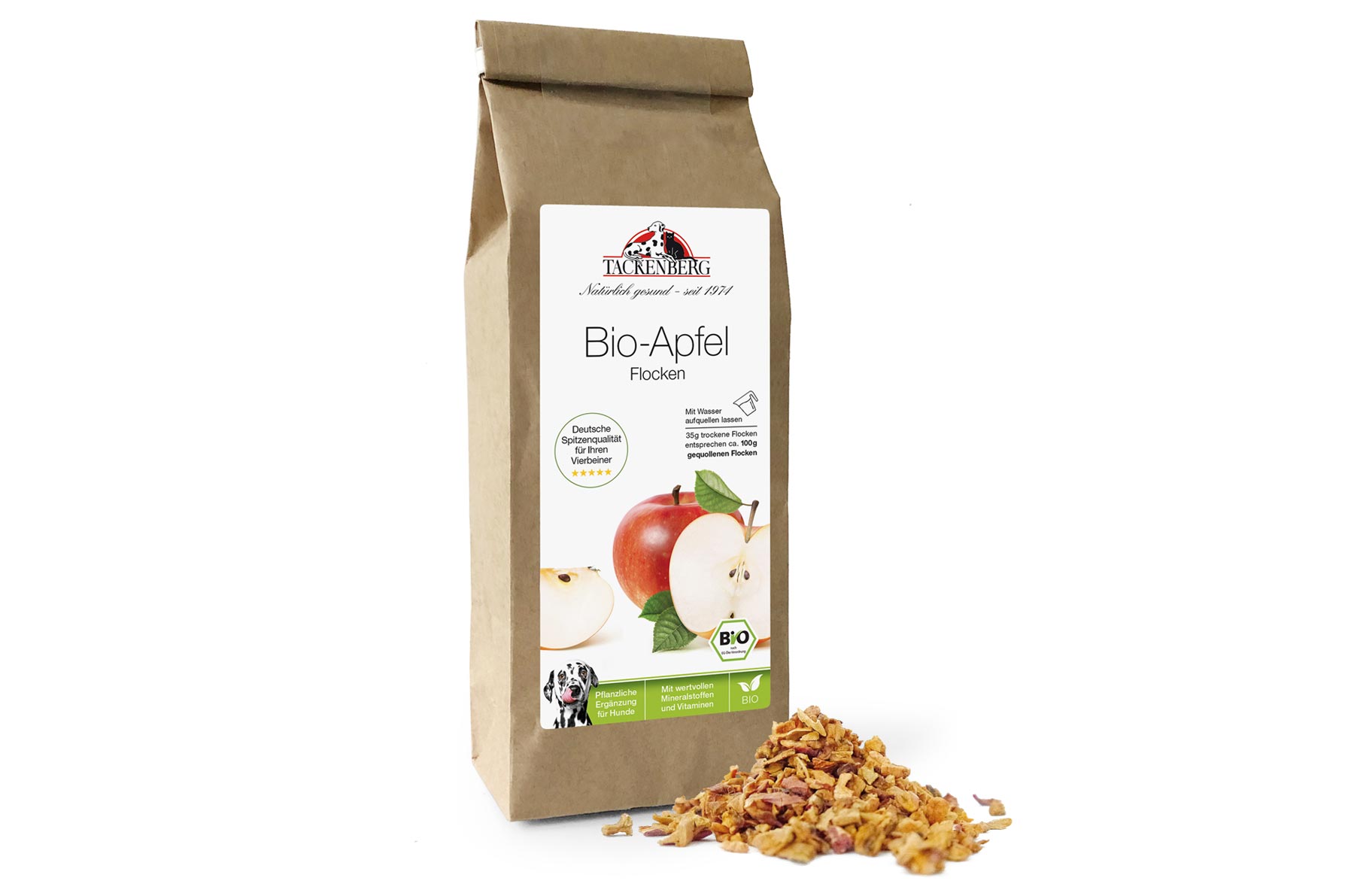 BIO-Apfel-Flocken - die fruchtig-süße BARF-Ergänzung für Hunde - 200 g - Premiumqualität von Tackenberg*