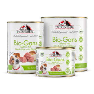 Bio Dosen Menü mit Gans & Birne für Hunde  - 6 x 800 g - Premiumqualität von Tackenberg*