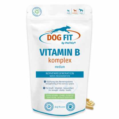 DOG FIT Vitamin-B Komplex für Hunde 10-25kg » Nerven, Inkontinenz, Spondylose & Zittern » 60 Kapseln PreThis®*