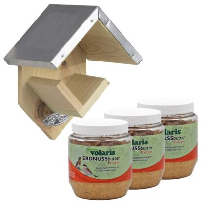 Eggersmann volaris - Erdnussbutter mit Insekten 3 x 350 g + Esschert Design Erdnussbutterhaus*