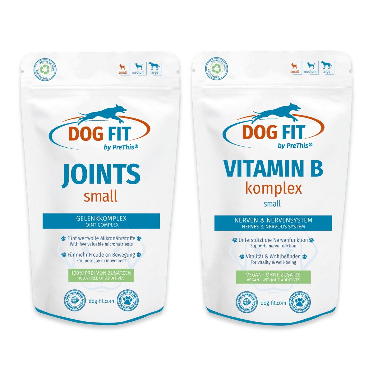 Gelenke & Nerven Kombiset für Hunde | DOG FIT JOINTS & VITAMIN B | In drei Größen | 120 Kapseln ohne Zusätze*