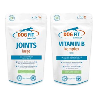 Gelenke & Nerven Kombiset für große Hunde ab 25kg | JOINTS & VITAMIN B mit Folsäure & Biotin | DOG FIT by PreThis | 120 Kps.*