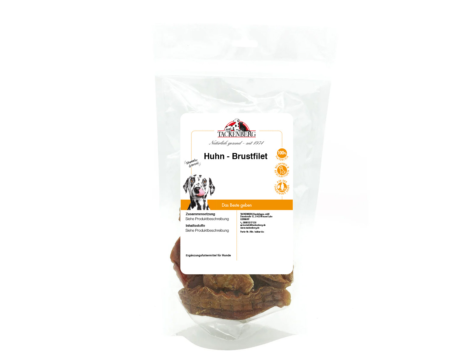 Hühnerbrustfilet getrocknet für Hunde & Katzen - 500 g - Premiumqualität von Tackenberg*