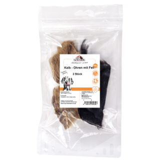 Kalbsohren mit Fell für Hunde  - 100g - Premiumqualität von Tackenberg*