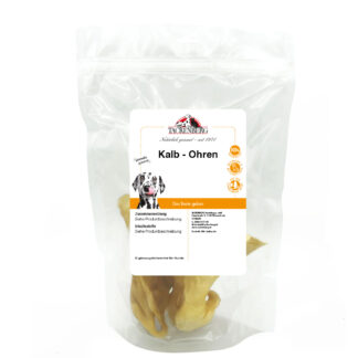 Kalbsohren ohne Fell für Hunde  - 500 g - Premiumqualität von Tackenberg*
