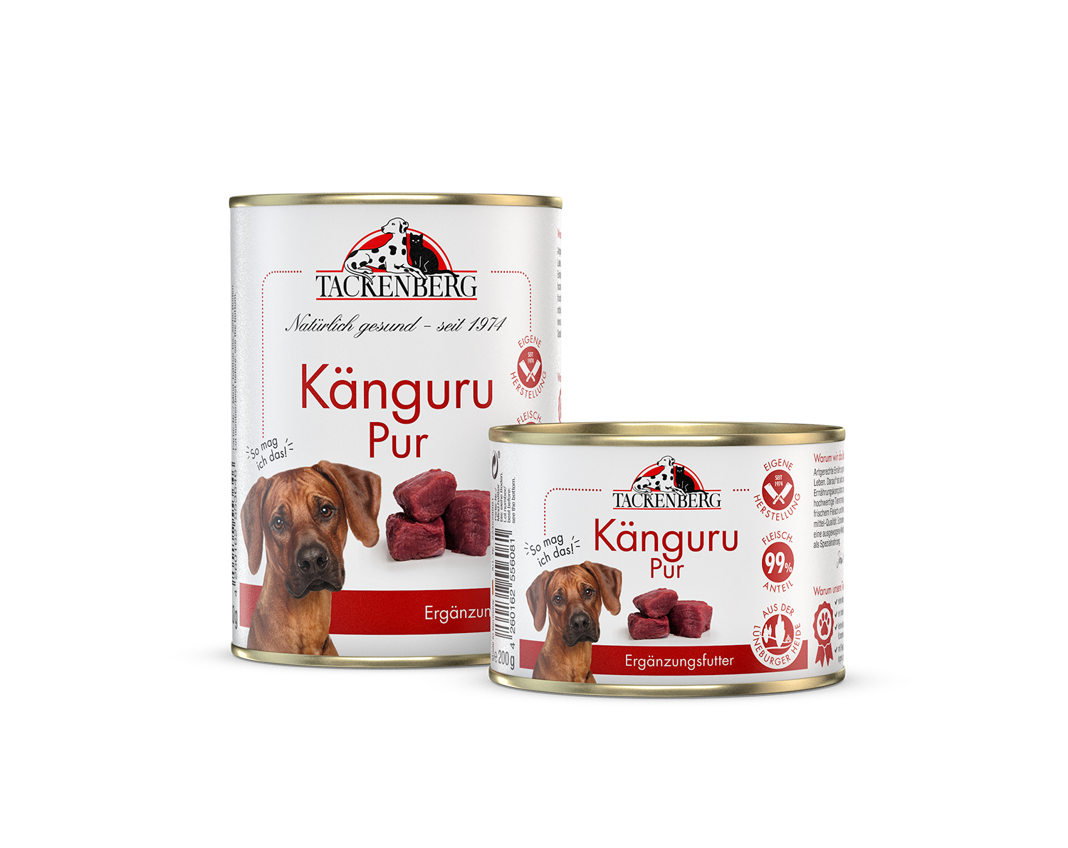Nassfutter Dose Känguru Pur für Hunde und Katzen - 24 x 400 g - Premiumqualität von Tackenberg*
