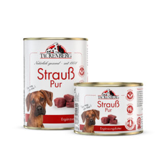 Nassfutter Dose Strauß Pur für Hunde und Katzen  - 24 x 200 g - Premiumqualität von Tackenberg*
