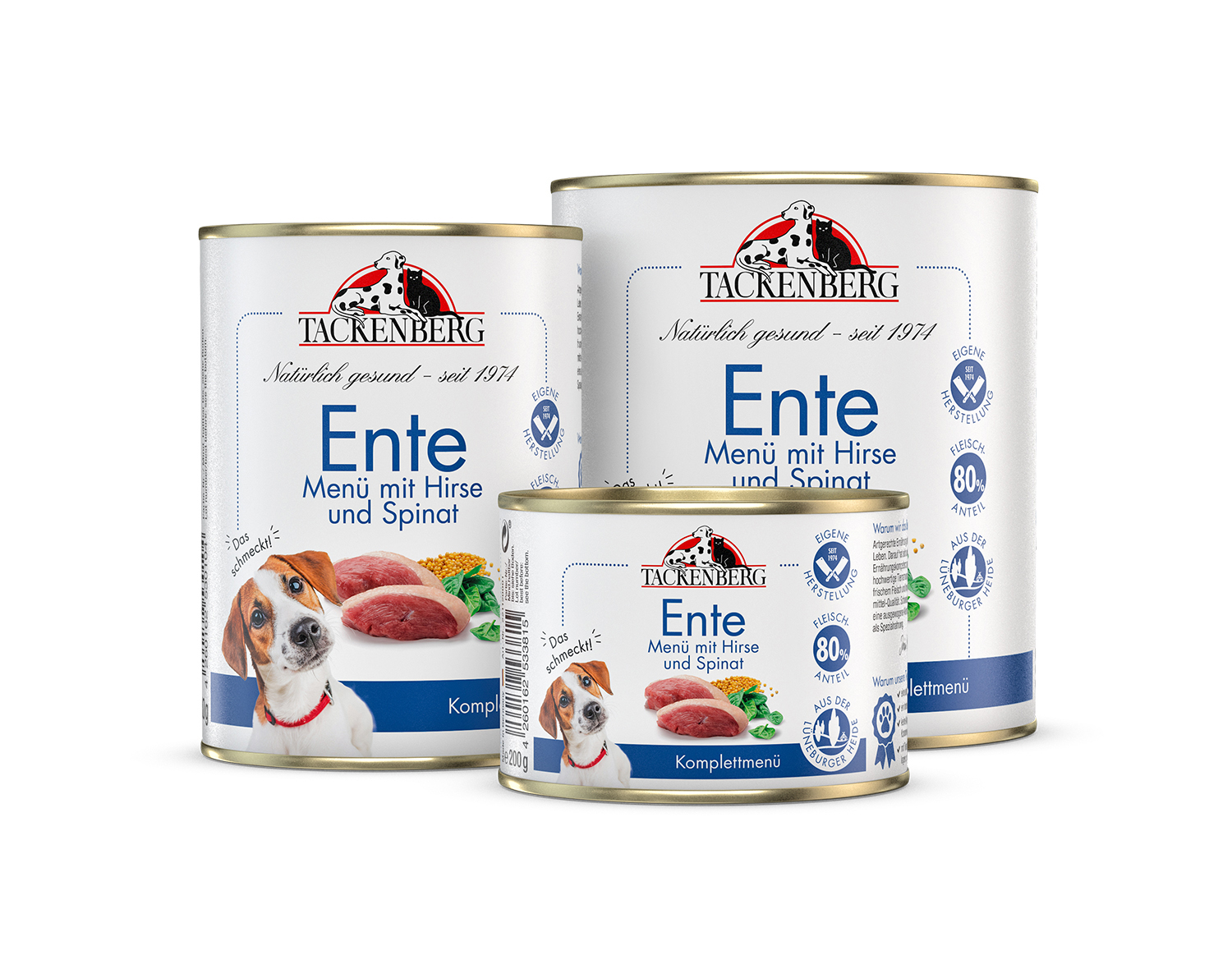 Nassfutter Menü Ente mit Hirse für Hunde - 1950 x 400 g - Premiumqualität von Tackenberg*
