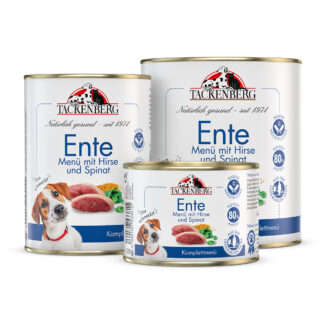 Nassfutter Menü Ente mit Hirse für Hunde  - 864 x 800 g - Premiumqualität von Tackenberg*
