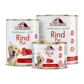 Nassfutter Rind Pur für Hunde und Katzen  - 24 x 800 g - Premiumqualität von Tackenberg*