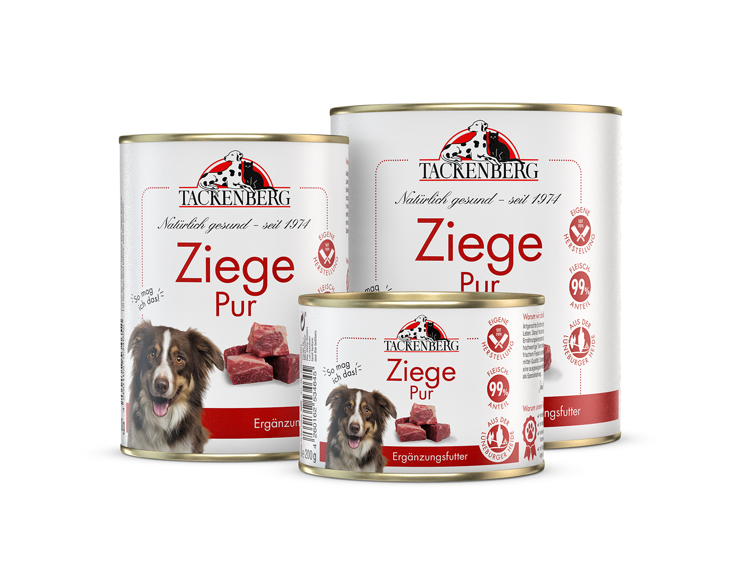 Nassfutter Ziege Pur für Hunde und Katzen - 6 x 400 g - Premiumqualität von Tackenberg*