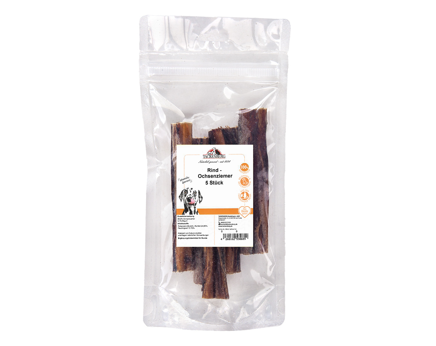 Ochsenziemer getrocknet für Hunde - 250g - Premiumqualität von Tackenberg*