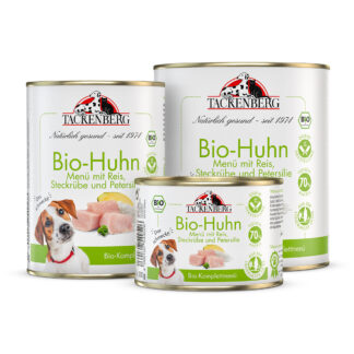 Premium Nassfutter Bio Huhn mit Steckrübe  - 24 x 400 g - Premiumqualität von Tackenberg*