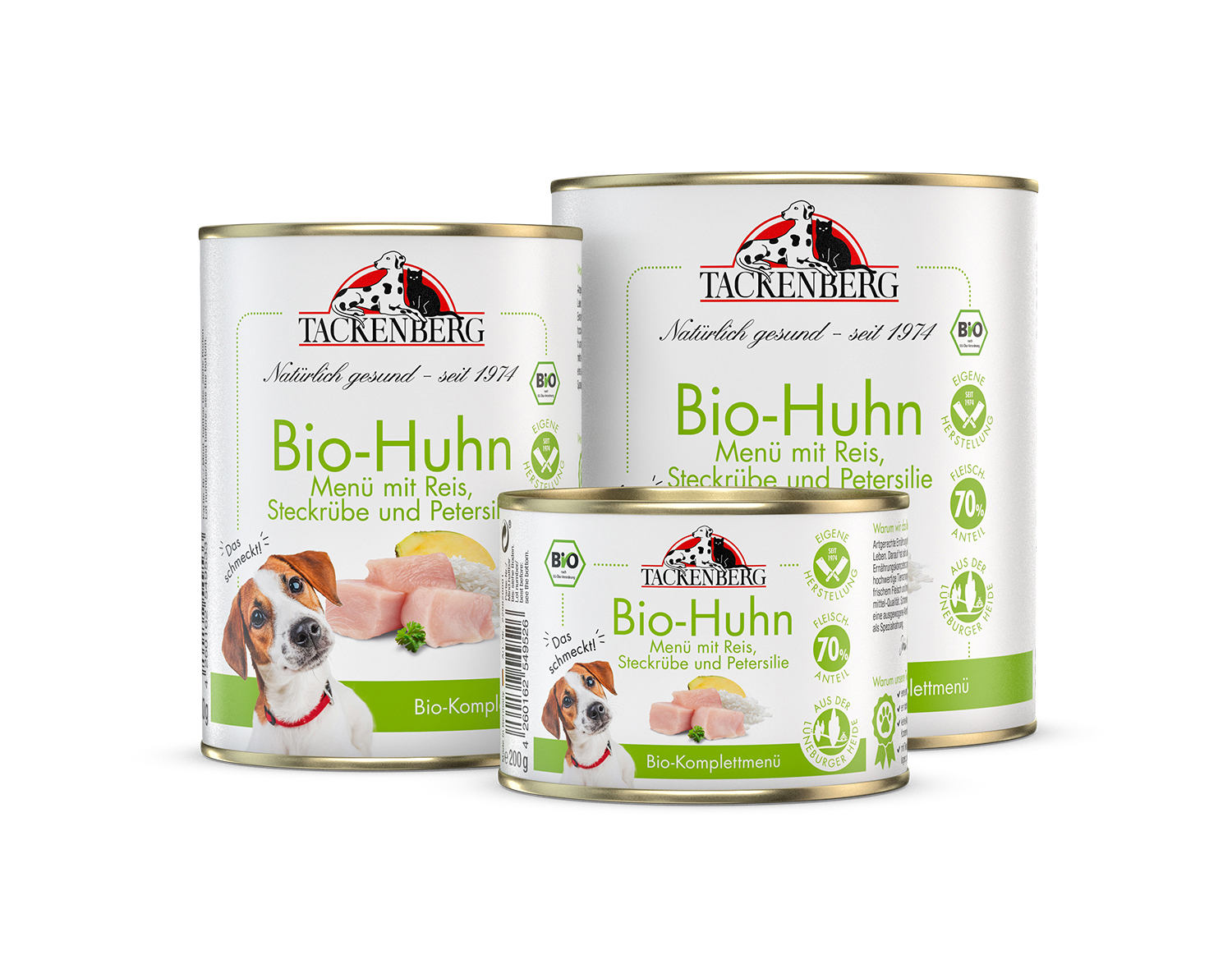 Premium Nassfutter Bio Huhn mit Steckrübe - 24 x 800 g - Premiumqualität von Tackenberg*