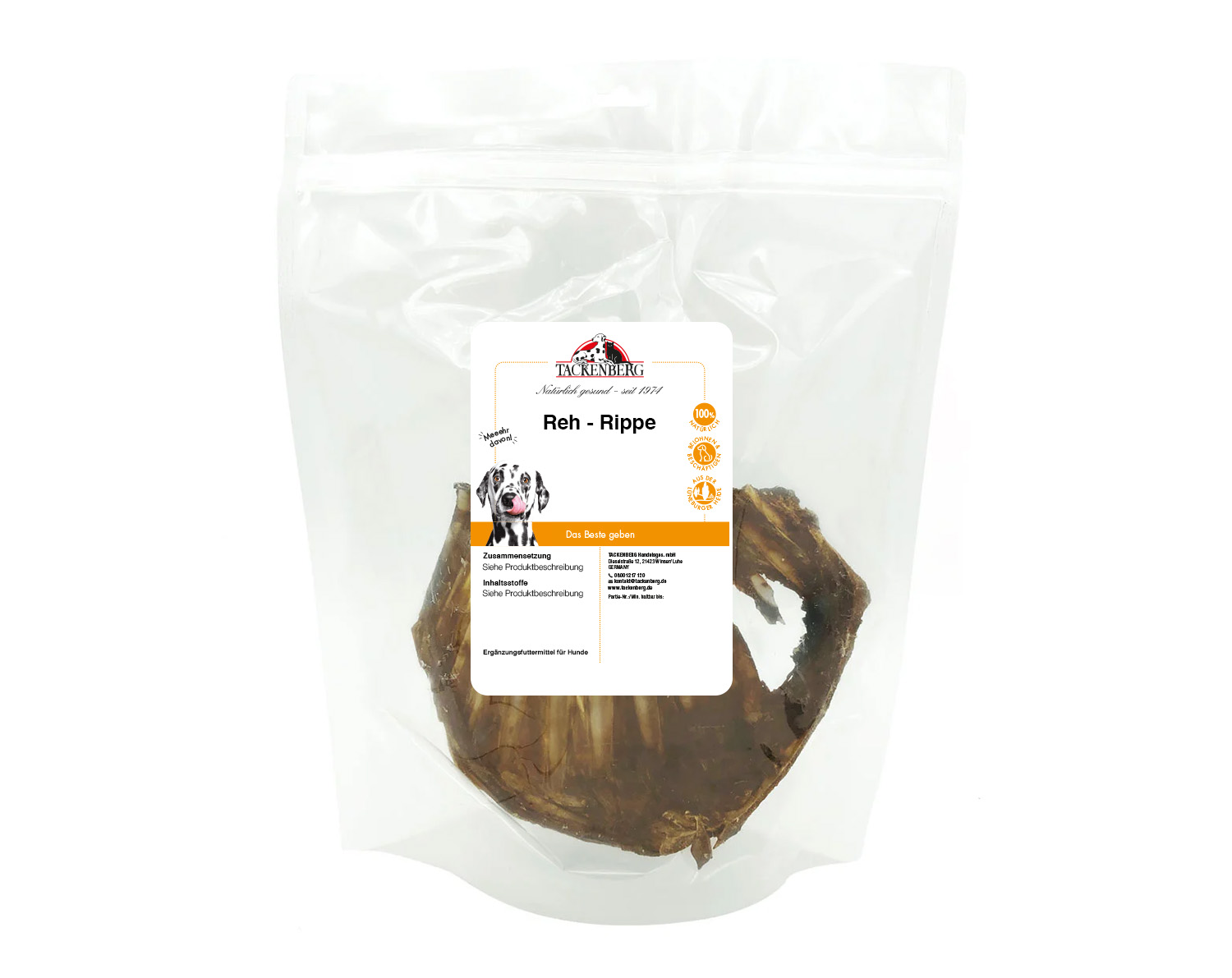 Rehrippe getrocknet für Hunde - 1 Stk. - Premiumqualität von Tackenberg*