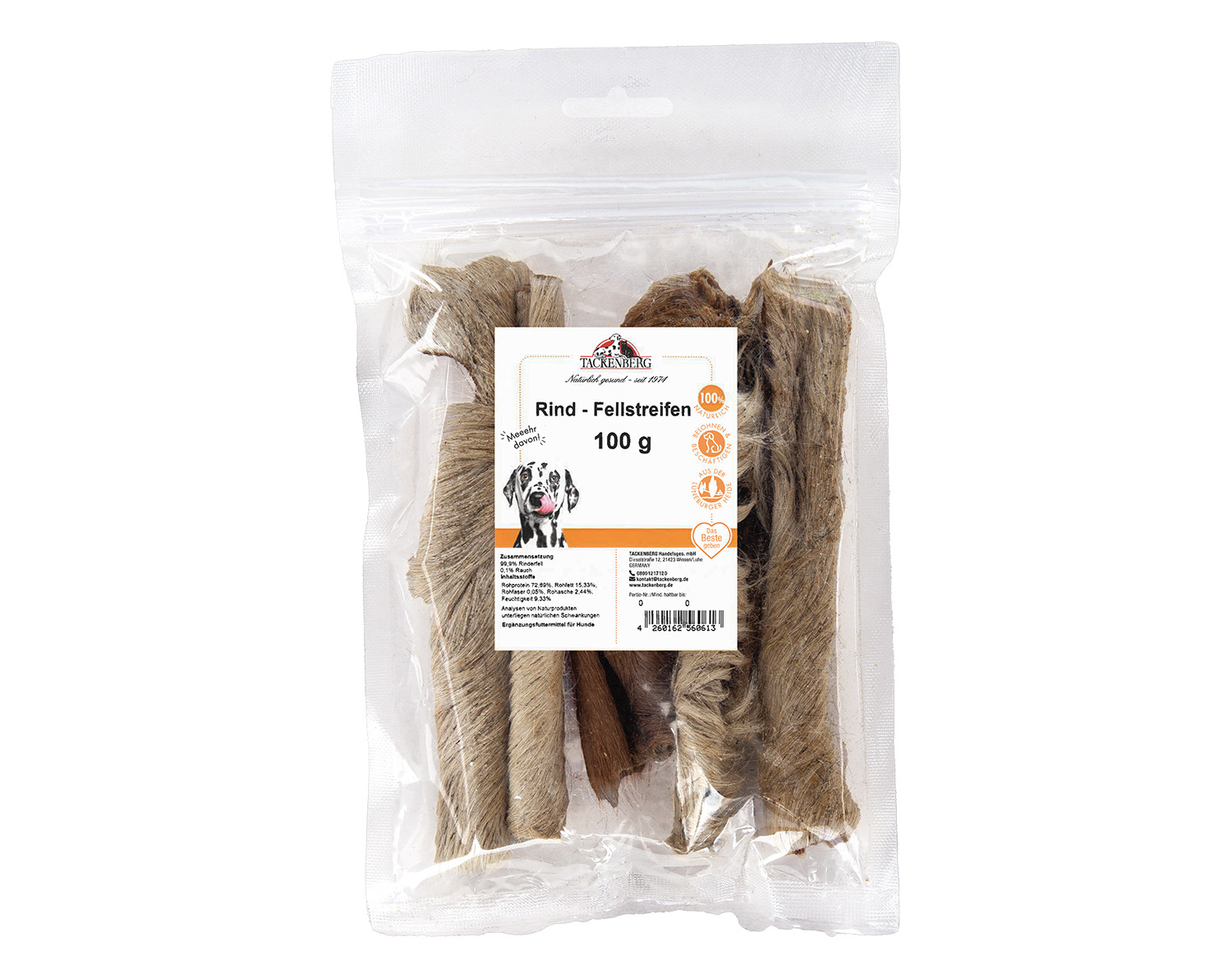 Rinderfellstreifen für Hunde - 500g - Premiumqualität von Tackenberg*