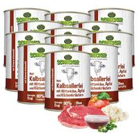 Schecker Hundemenü - Kalbsallerlei mit Hüttenkäse, Apfel und Küchenkräutern*