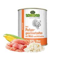 Schecker Hundemenü - Putengeschnetzeltes mit Mais und Hüttenkäse*