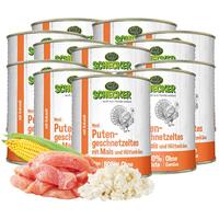 Schecker Hundemenü - Putengeschnetzeltes mit Mais und Hüttenkäse*