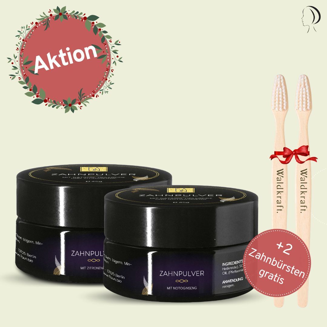 Set: Strahlendes Lächeln - Zahnpulver 2x 45g + Holzzahnbürste 2x*