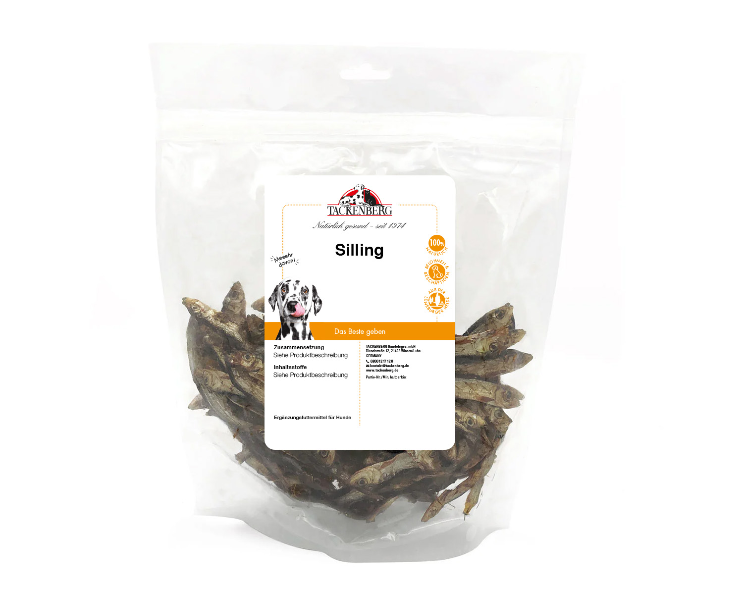 Snack vom Silling getrocknet für Hunde - 250 g - Premiumqualität von Tackenberg*