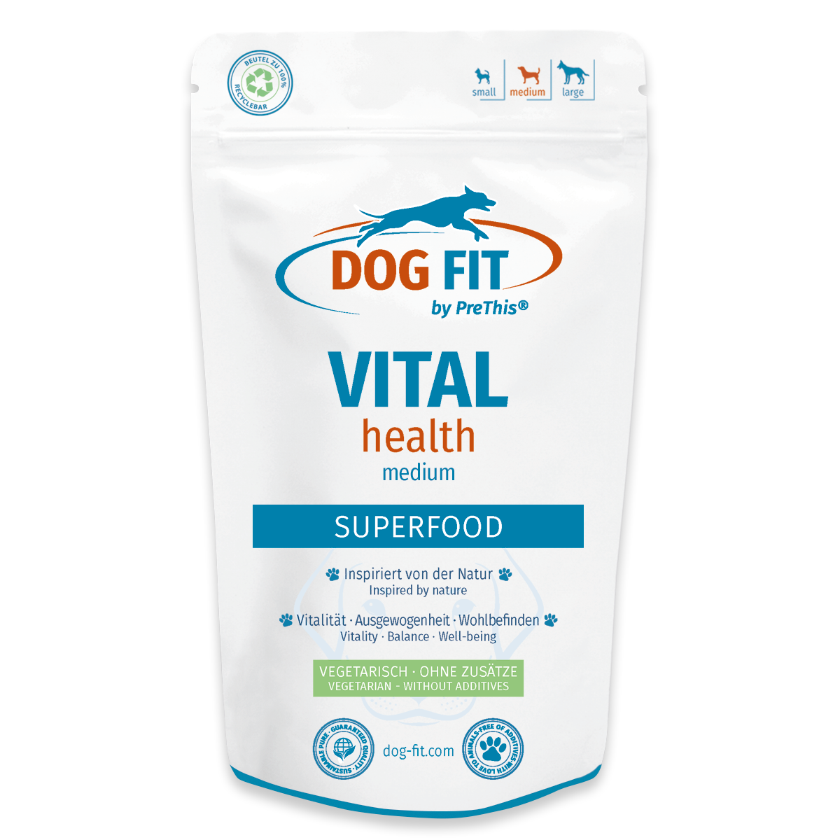 Superfood Topping für Hunde 10-25kg | VITAL health mit Reishi, Shiitake, Kurkuma & Ginseng | DOG FIT by PreThis | 120g*