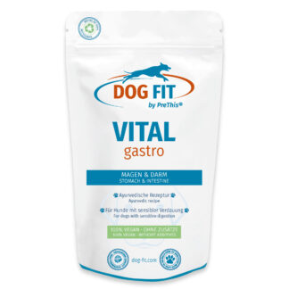 VITAL gastro: Bei Übersäuerung, weicher Kotkonsistenz & Aufstoßen | Magenschutz für Hunde | Vegan, präbiotisch, ohne Zusätze | DOG FIT by PreThis 80g*