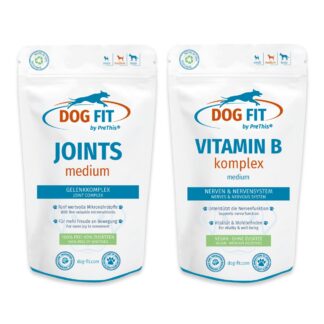 Vitamin B12 & Gelenkkur für mittelgroße Hunde 10-25kg | JOINTS & VITAMIN B Set mit Biotin | DOG FIT by PreThis | 120 Kps.*