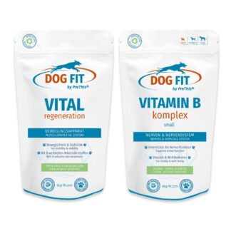 Wirbelsäule, Nerven & Bänder Kombiset Hunde | Bandscheiben, Sehnen | VITAL regeneration & VITAMIN B | DOG FIT by PreThis ohne Zusätze | 120 Kapseln*