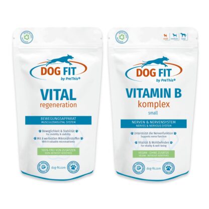 Wirbelsäule, Nerven & Bänder Kombiset Hunde | Bandscheiben, Sehnen | VITAL regeneration & VITAMIN B | DOG FIT by PreThis ohne Zusätze | 120 Kapseln*