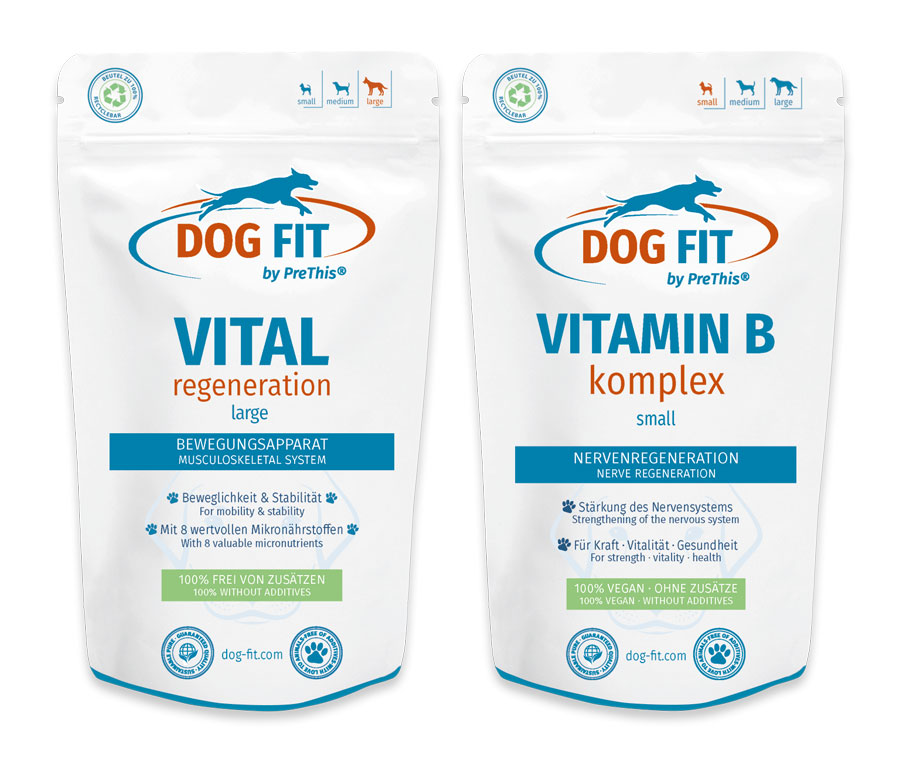 Wirbelsäule & Nerven Set für große Hunde ab 25kg | VITAL regeneration & VITAMIN B mit Biotin | DOG FIT by PreThis | 120 Kps.*